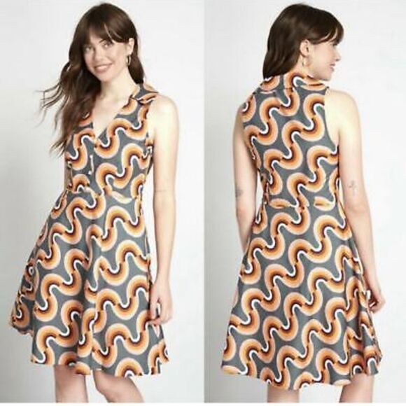 Mod Cloth Mod Well Rainbow Retro Inspired Cotton Dress Women's Plus Size 14 - Picture 2 of 14